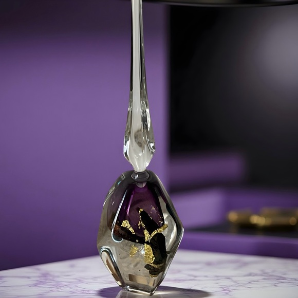 BRAKKEN STUDIO ART VINTAGE 1993 SIGNED DICHROIC FOIL GLASS PERFUME BOTTLE - RARE - Picture 1 of 9